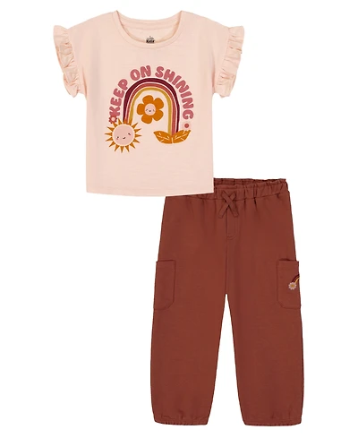 Kids Headquarters Toddler & Little Girls 4T-6X 2-Piece Ruffle Cuff Top and Pants Set