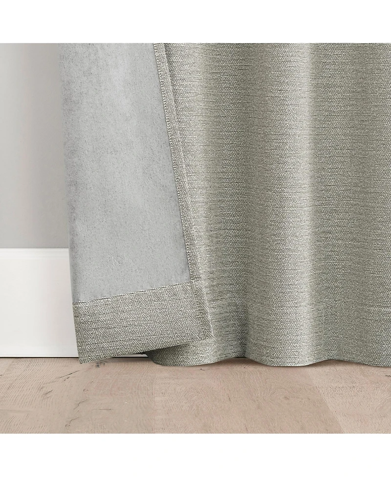 Sun Zero Parsons Herringbone Magnetic Closure 100% Blackout Rod Pocket Curtain Panel Pair