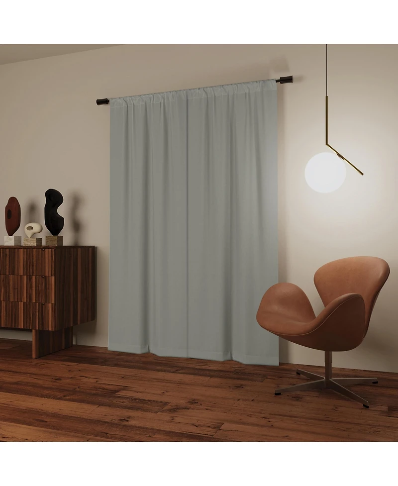 Sun Zero Parsons Herringbone Magnetic Closure 100% Blackout Rod Pocket Curtain Panel Pair