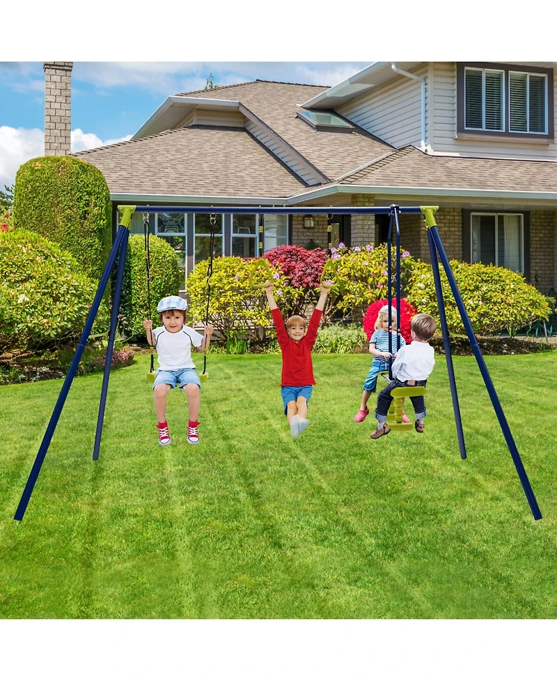 3-in-1 Outdoor Swing Set for Kids Aged 3 to 10