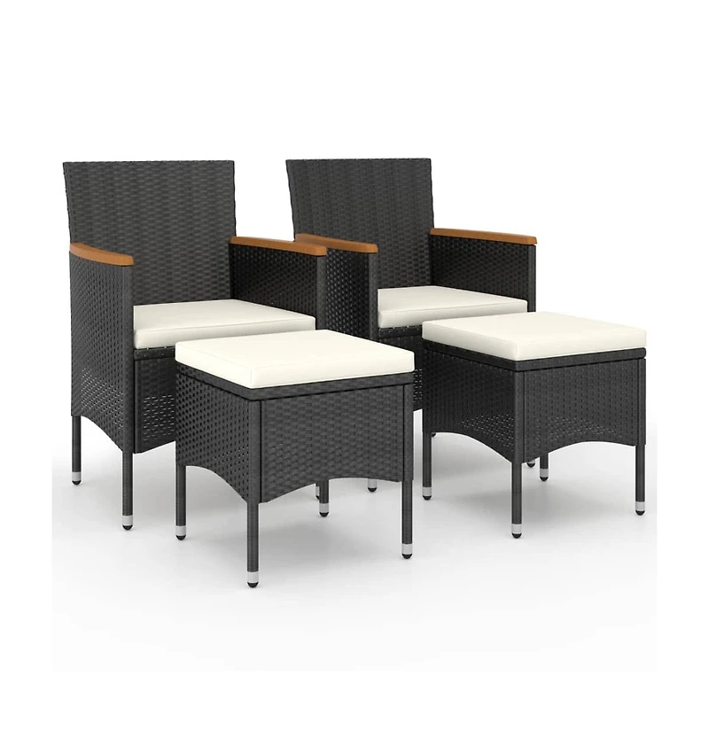 vidaXL 4 Piece Patio Chair and Stool Set Poly Rattan