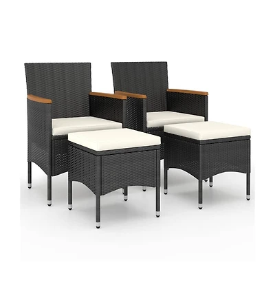 vidaXL 4 Piece Patio Chair and Stool Set Poly Rattan
