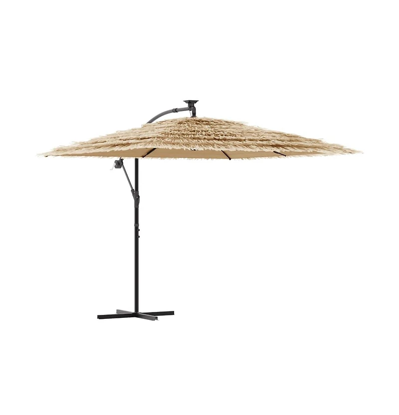 vidaXL Garden Parasol Brown Polyester Large Collapsible Garden Parasol