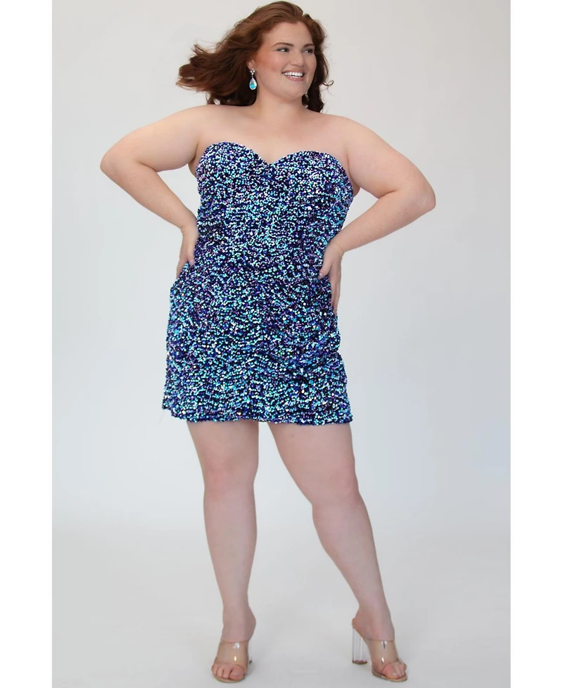 Sydney's Closet Women's Sequin Strapless Corset Mini Dress