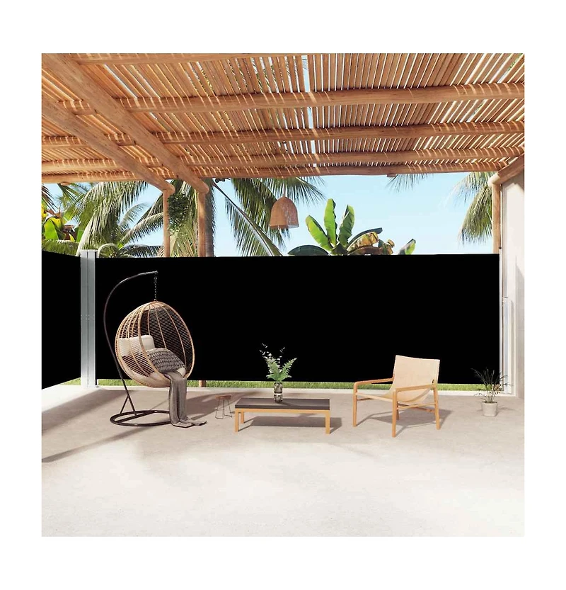 vidaXL Side Awning Black Polyester, Pu coated 78.7 x Retractable