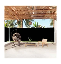 vidaXL Side Awning Black Polyester, Pu coated 78.7 x Retractable