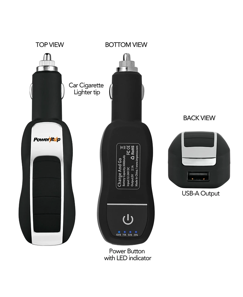 Impecca 2-in-1 Usb Car Adapter & 3,000 mAh Power Bank