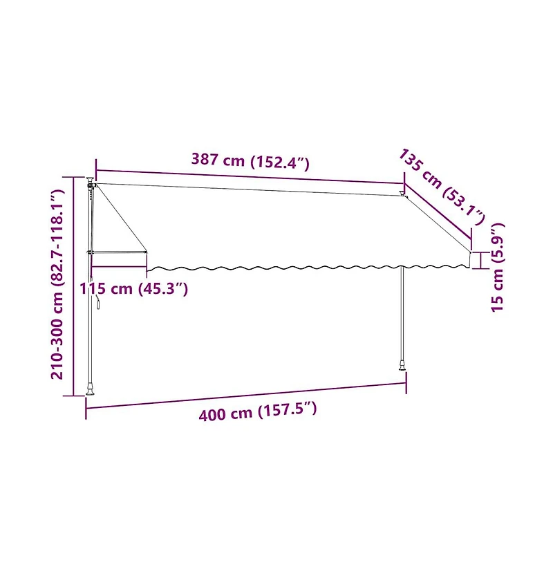 vidaXL Retractable Awning Yellow and Blue Polyester with Pu coating, Steel