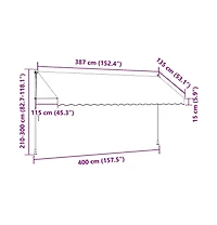vidaXL Retractable Awning Yellow and Blue Polyester with Pu coating, Steel