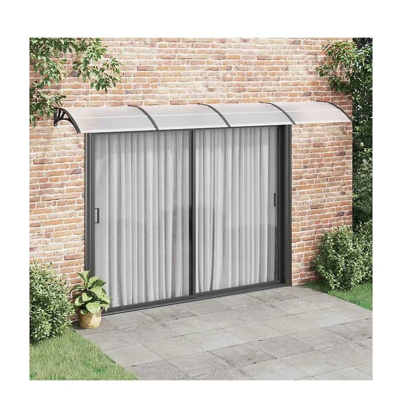 Door Canopy Black Polycarbonate, Abs, Aluminum 157.5 x 39.4 in