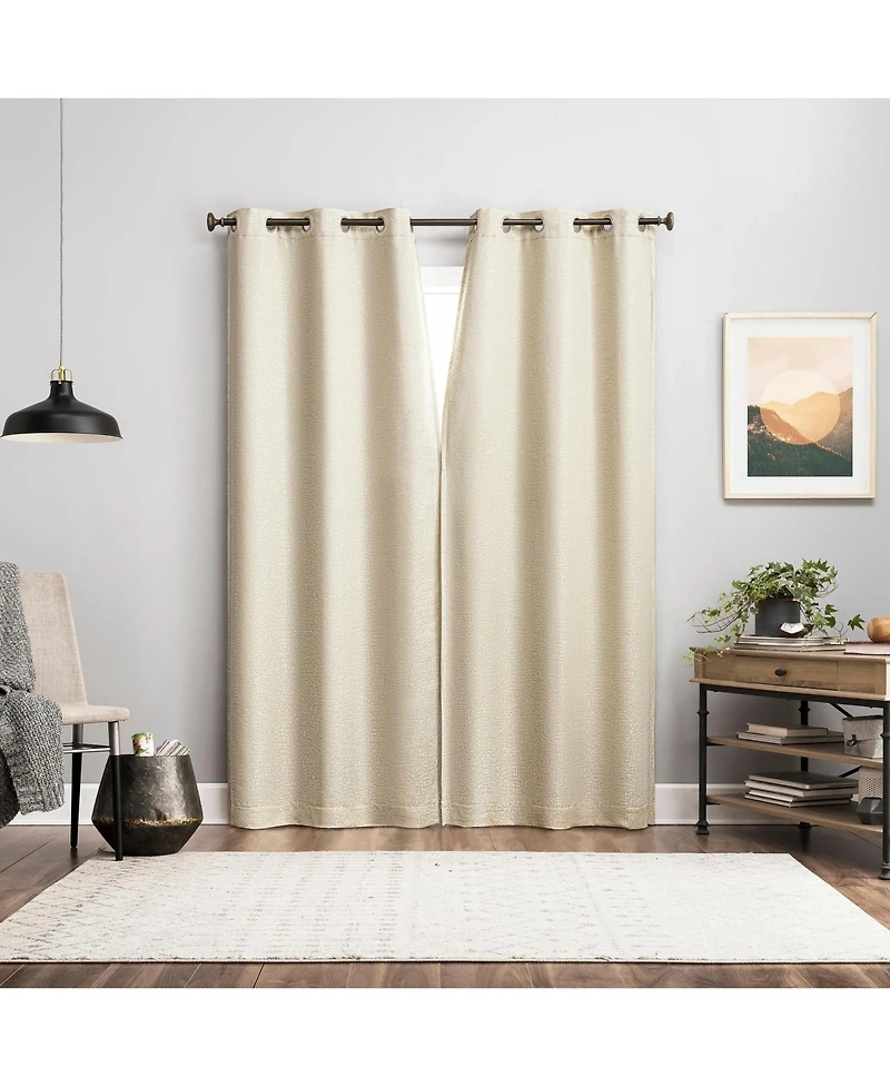 Sun Zero Servana Abstract Magnetic Closure 100% Blackout Grommet Curtain Panel Pair