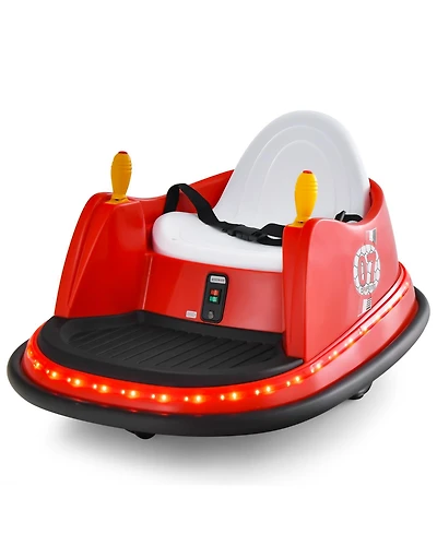 12V Electric Kids Ride On Bumper Car with Flashing Lights for Toddlers-Red