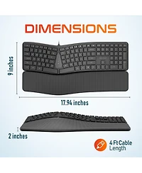 Delton KB250 Ergonomic Keyboard with Wrist Rest Pad (DKBE250-u)