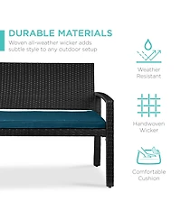 Best Choice Products 2-Person Outdoor Wicker Bench Garden Patio Porch Furniture w/ 700lb Capacity, Cushion