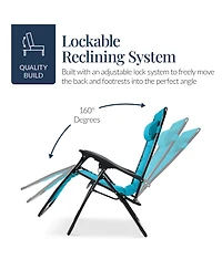 Best Choice Products Oversized Padded Zero Gravity Chair, Folding Outdoor Patio Recliner w/ Side Tray