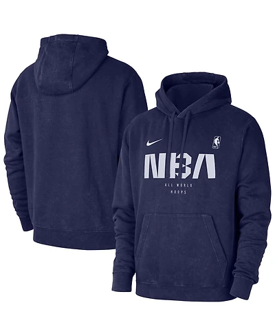 Nike Men's Blue Nba All World Hoops Club Washed Pullover Hoodie