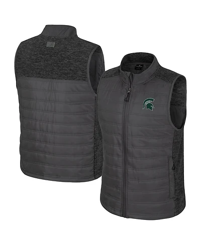 Colosseum Men's Charcoal Michigan State Spartans Nightman Full-Zip Puffer Vest