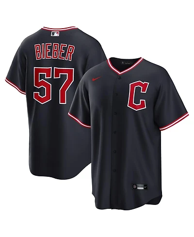 Nike Men's Shane Bieber Navy Cleveland Guardians Alternate Replica Jersey