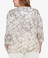 Alfred Dunner Plus Vienna Ombre Floral Knit Top