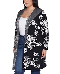 Belldini Plus Hooded Fall Botanicals Coatigan Sweater