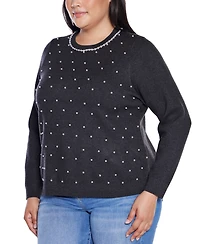 Belldini Plus Front-Embellished Sweater