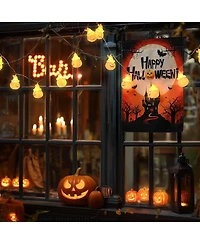 Yescom Halloween Pumpkin String Light with Garden Flag Full Moon Jack O Lantern Outdoor Yard Decorations 2025