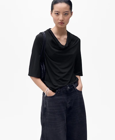 Mango Women's Draped Neck Top