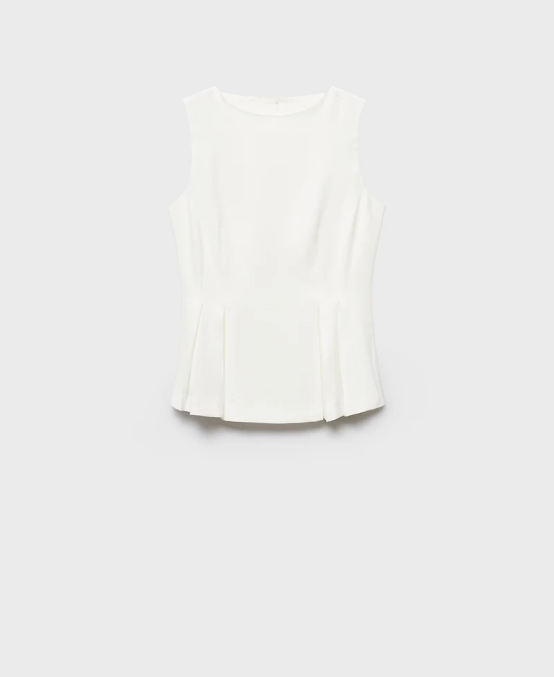 Mango Women's Pleat Detail Peplum Top