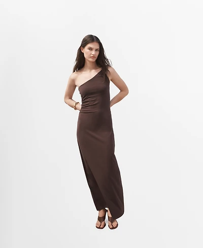 Mango Women's Gathered Strap Asymmetrical Dress