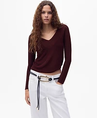Mango Women's V-Neck Lurex Sweater