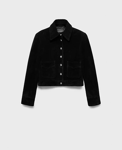 Mango Women's Buttons Suede Leather Jacket