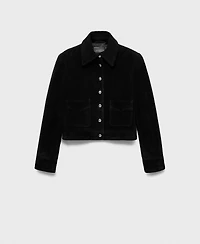 Mango Women's Buttons Suede Leather Jacket
