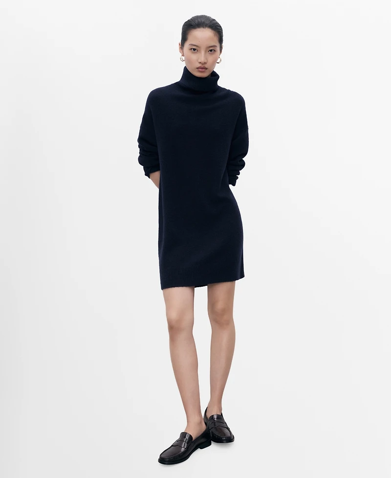 Mango Women's Short Knitted Turtleneck Dress