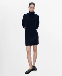 Mango Women's Short Knitted Turtleneck Dress