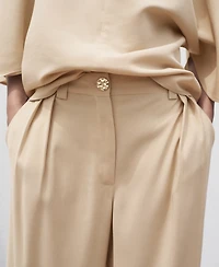 Mango Women's Straight-Fit Pleated Pants