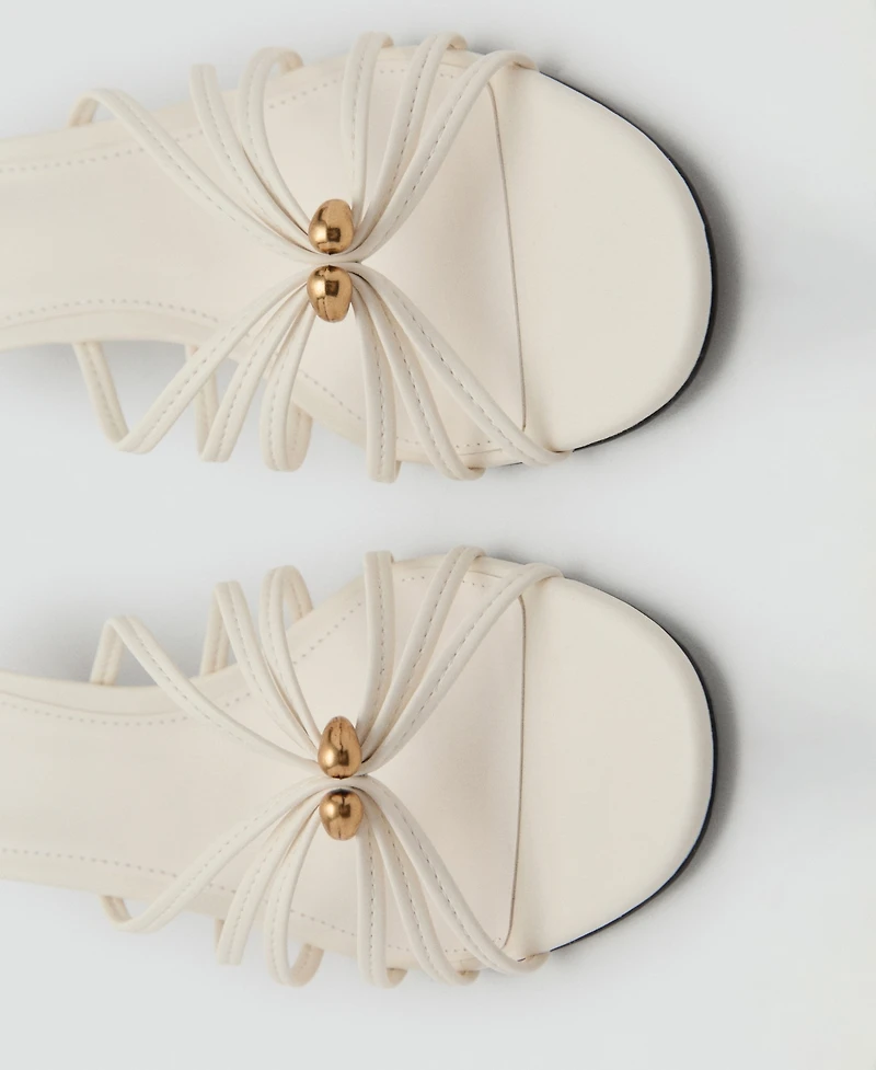 Mango Women's Metallic Detail Kitten Heel Sandals