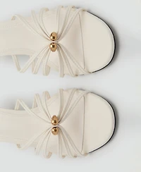Mango Women's Metallic Detail Kitten Heel Sandals
