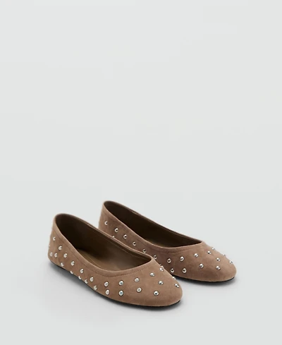 Mango Women's Studded Leather Ballet Flats