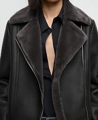 Mango Women's Fur-Effect Biker Jacket