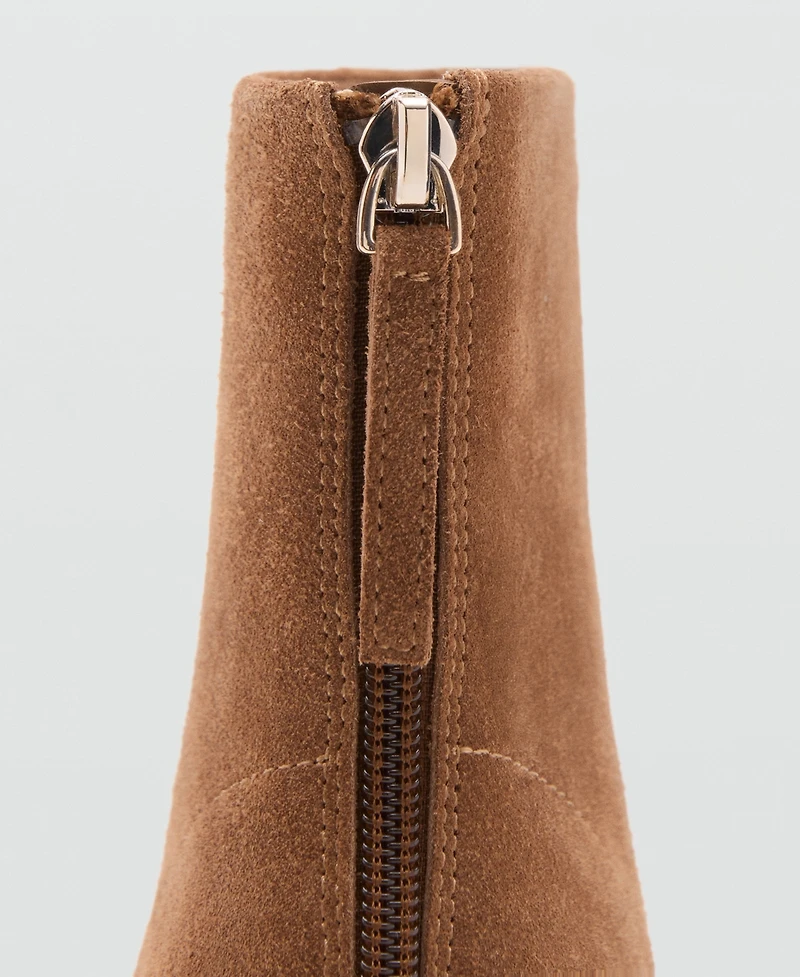 Mango Women's Block Heel Suede Leather Ankle Boots
