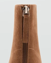 Mango Women's Block Heel Suede Leather Ankle Boots