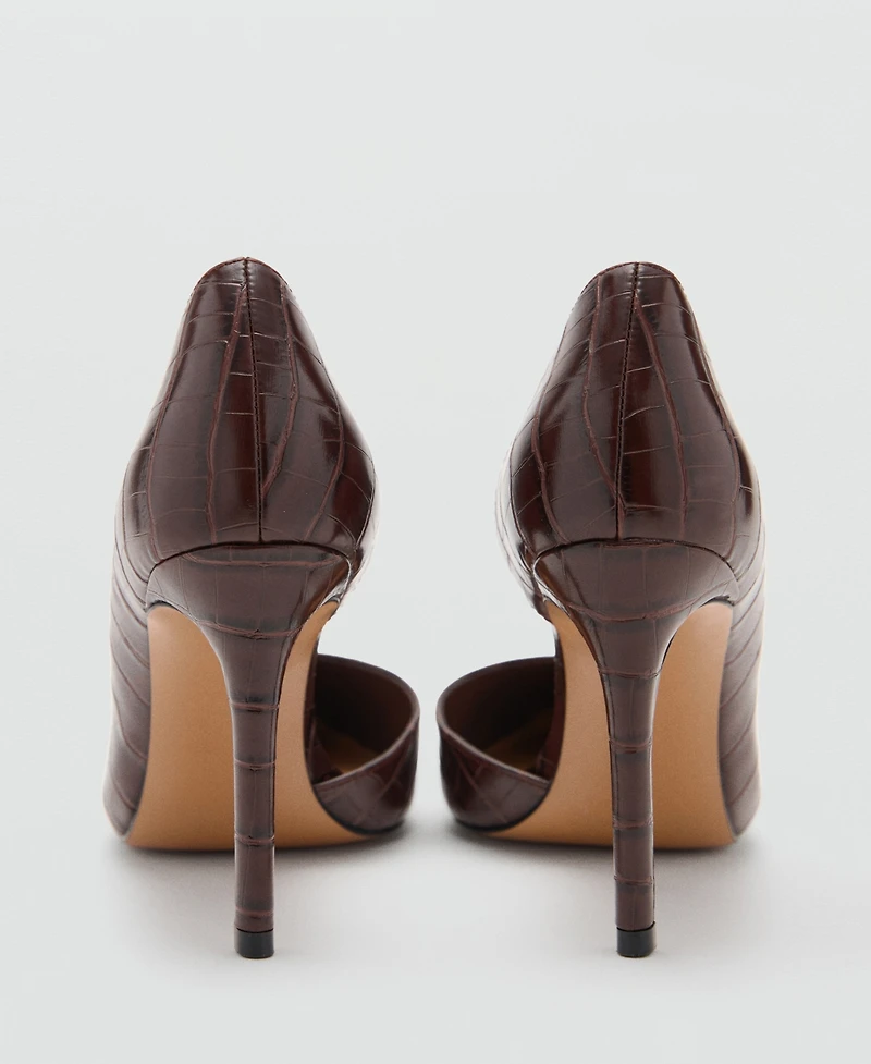 Mango Women's Croc-Effect Heeled Shoes