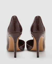 Mango Women's Croc-Effect Heeled Shoes