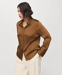 Mango Women's Satin Finish Flowy Shirt