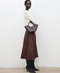 Mango Women's Leather-Effect Midi Skirt