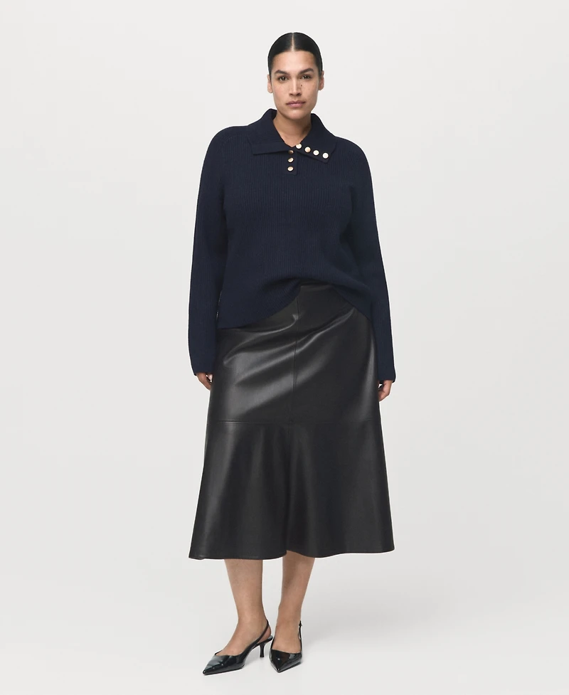 Mango Women's Leather-Effect Midi Skirt
