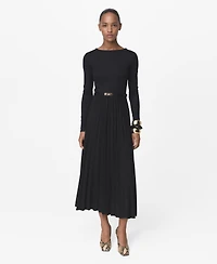 Mango Women's Belt Combined Pleated Dress