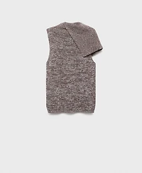 Mango Women's Mottled Wrap Collar Sweater Vest