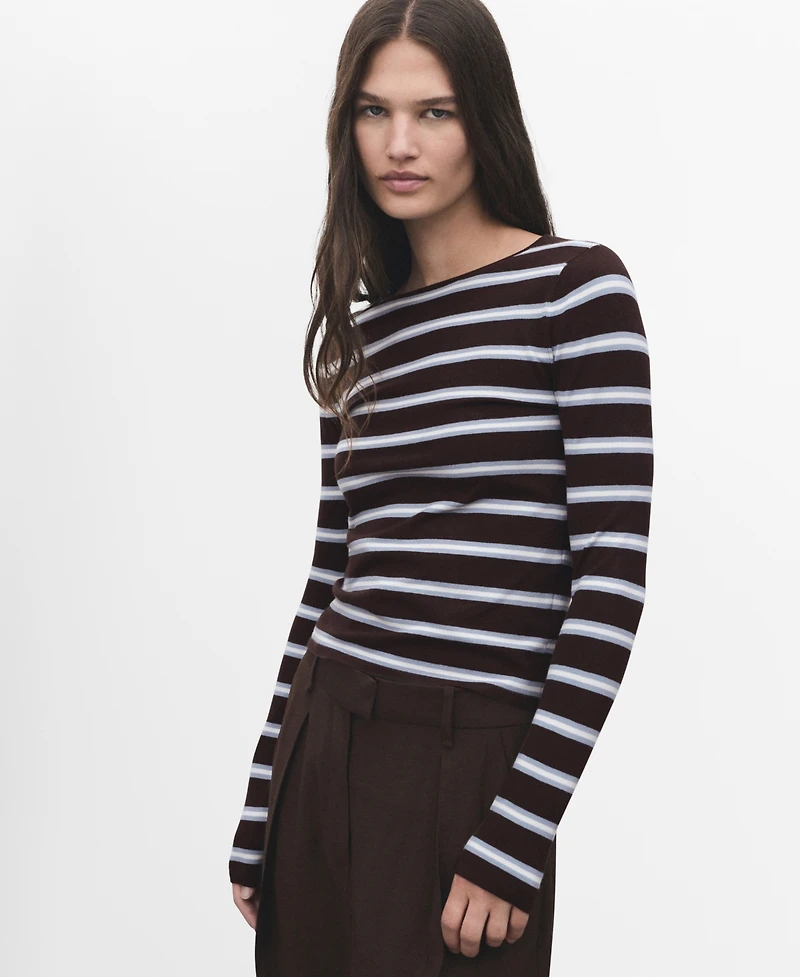 Mango Women's Fine Knit Striped Sweater