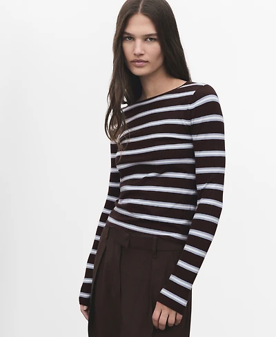 Mango Women's Fine Knit Striped Sweater